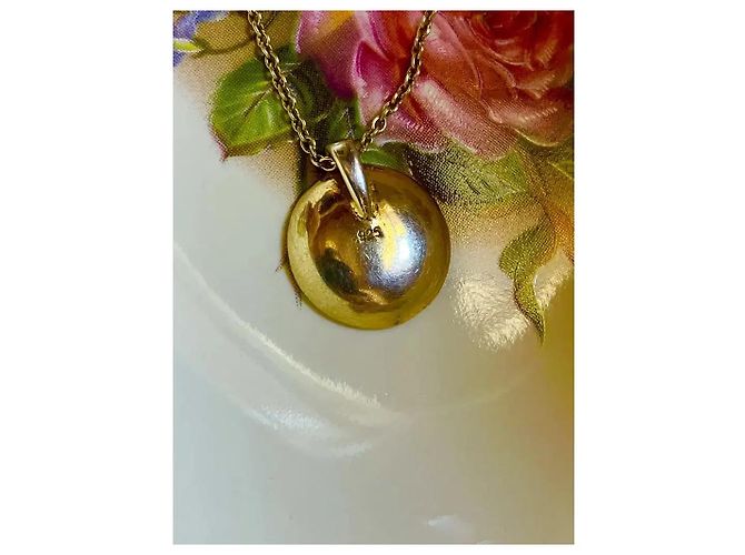 Autre Marque Collana con pendente bombato in argento sterling placcato oro D'oro - vista 3