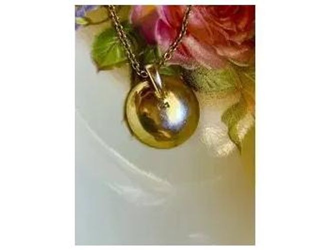 Autre Marque Collana con pendente bombato in argento sterling placcato oro D'oro - vista 4