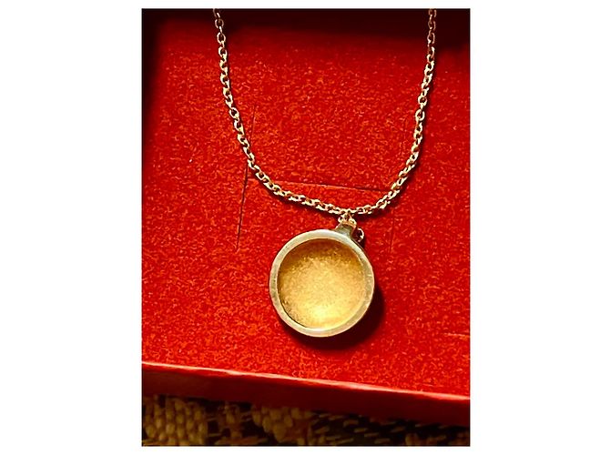 Autre Marque Collana con pendente bombato in argento sterling placcato oro D'oro - vista 5