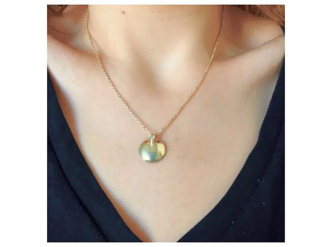 Autre Marque Collana con pendente bombato in argento sterling placcato oro D'oro - vista 7