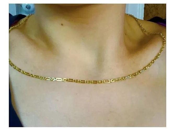 Autre Marque Collana a Catena Figaro in Argento 925 Placcata Oro D'oro - vista 10
