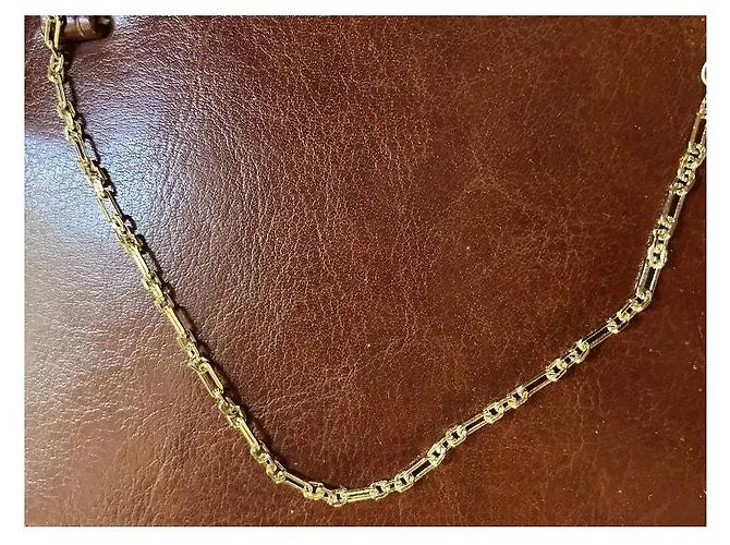 Autre Marque Collana a Catena Figaro in Argento 925 Placcata Oro D'oro - vista 5