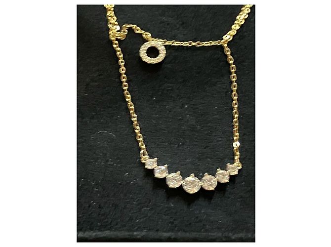 Autre Marque Collana a due strati dorata con pendenti a cerchio e barra in zircone D'oro - vista 8