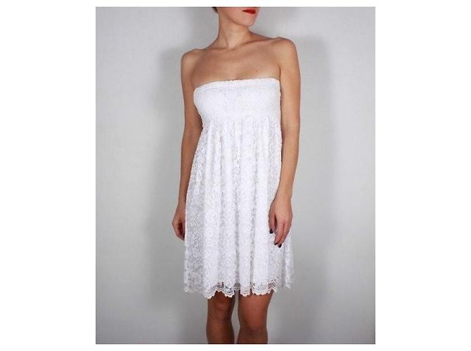 Autre Marque Blugirl Blumarine Vestido palabra de honor de encaje blanco - vista 2