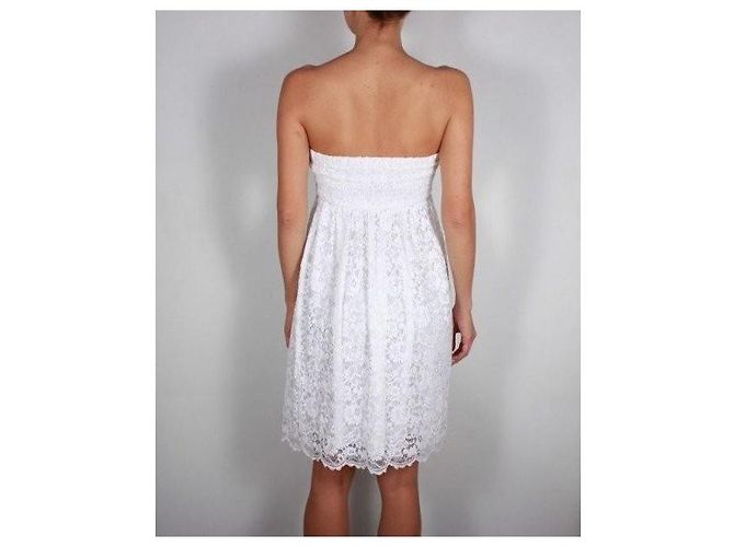 Autre Marque Blugirl Blumarine Vestido palabra de honor de encaje blanco - vista 3