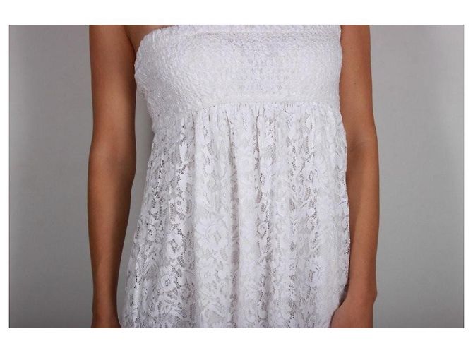 Autre Marque Blugirl Blumarine Vestido palabra de honor de encaje blanco - vista 4