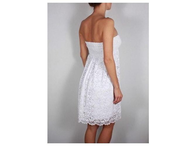 Autre Marque Blugirl Blumarine Vestido palabra de honor de encaje blanco - vista 6
