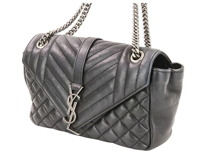 Borsa a tracolla in pelle Yves Saint Laurent Classic Small Satchel Nero - vista 8
