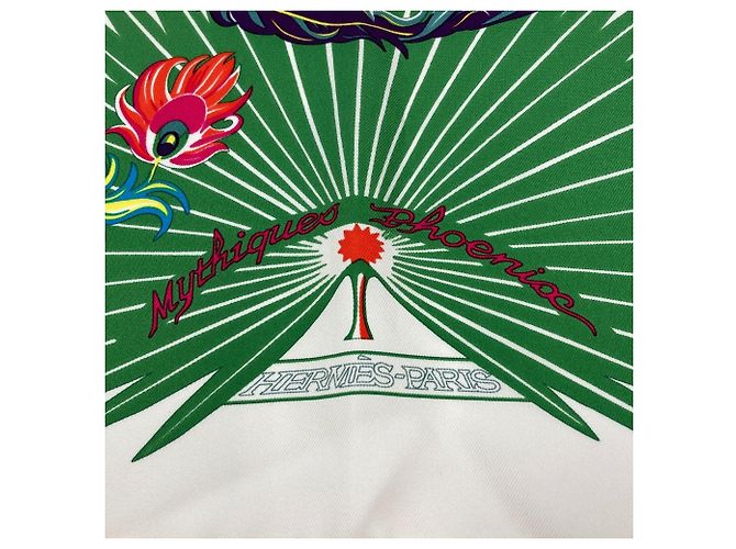 Hermès HERMES Carré 90 Mythiques Phoenix Seidentuch Weiß Mehrfarben - Ansicht 6