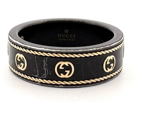 GUCCI Interlocking G Icon Band Ring Schwarz Golden - Ansicht 2