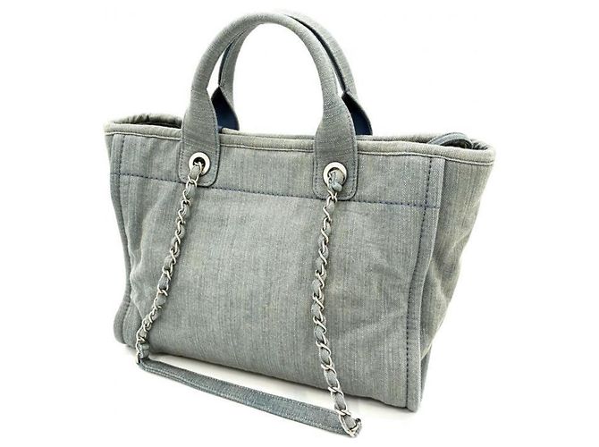 Borsa Shopping Chanel Deauville Medium AS3351 Blu chiaro - vista 2