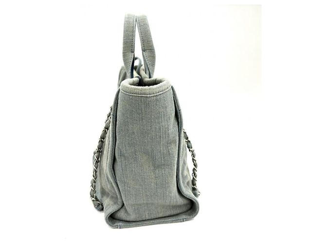 Borsa Shopping Chanel Deauville Medium AS3351 Blu chiaro - vista 4