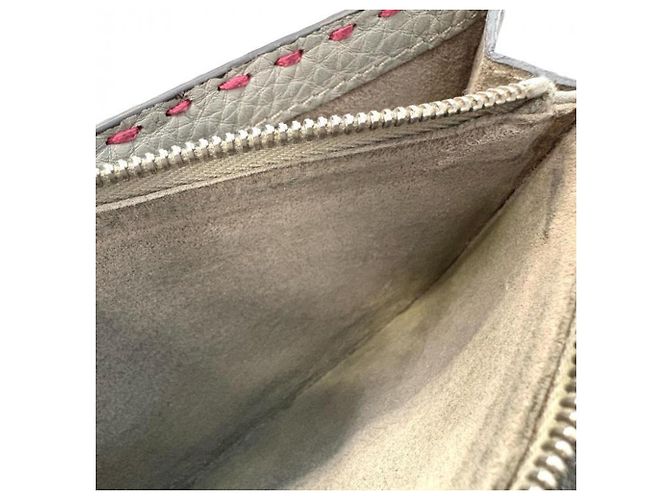 FENDI Selleria Peekaboo Langgeldbörse mit Handnähten Braun Pink - Ansicht 11