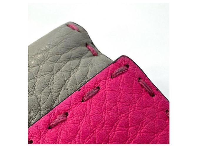 FENDI Selleria Peekaboo Langgeldbörse mit Handnähten Braun Pink - Ansicht 13