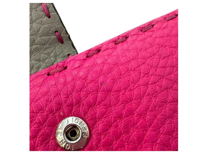 FENDI Selleria Peekaboo Langgeldbörse mit Handnähten Braun Pink - Ansicht 14