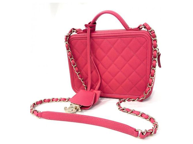 Borsa a tracolla Chanel CC Filigree Vanity Chain Rosa - vista 2