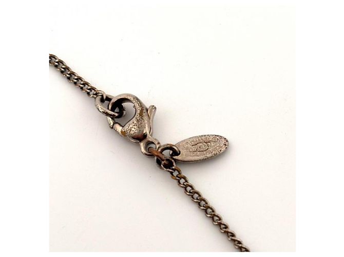 Collar Chanel Coco Mark Plata Blanco roto - vista 6