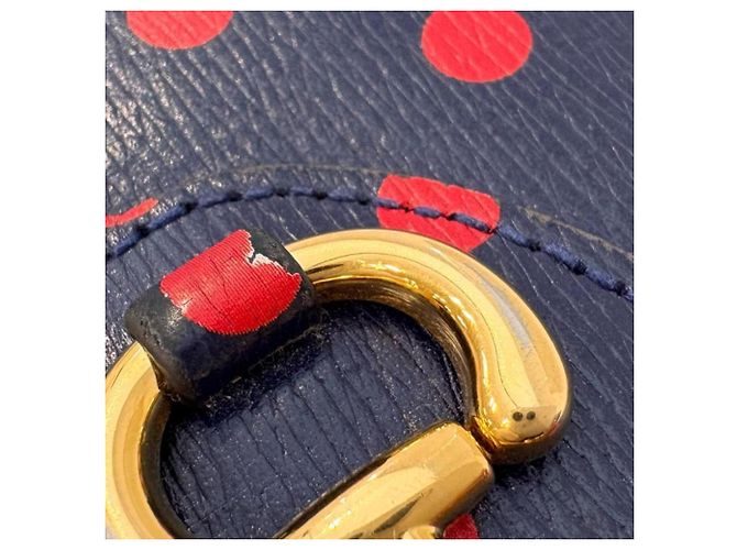 Cartera larga con cremallera redonda Gucci Polka Dot Horsebit Roja Azul marino - vista 8