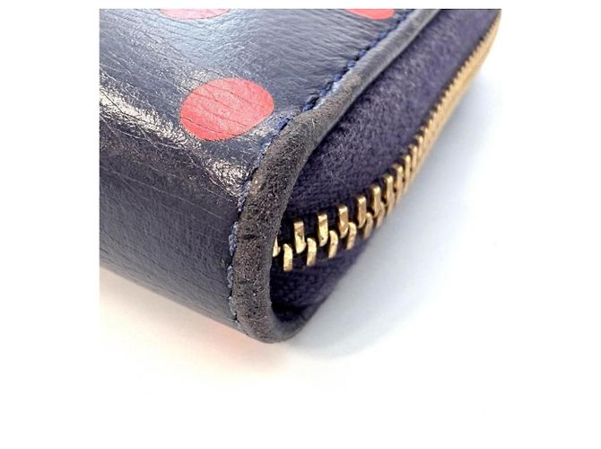 Cartera larga con cremallera redonda Gucci Polka Dot Horsebit Roja Azul marino - vista 9