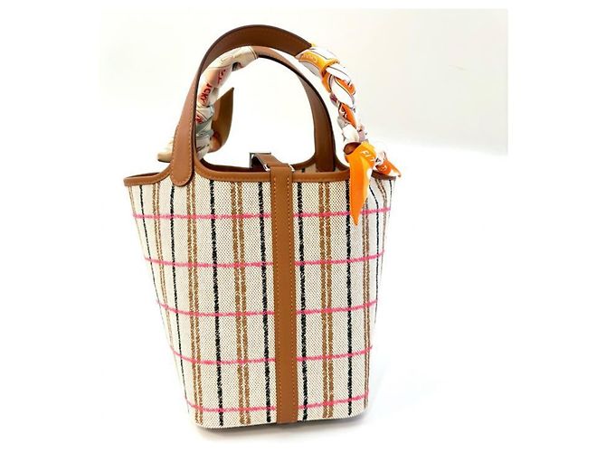 Hermès Borsa Hermes Picotin Lock PM Marrone Rosso Beige Arancione Crudo - vista 2