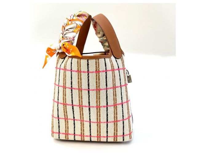 Hermès Borsa Hermes Picotin Lock PM Marrone Rosso Beige Arancione Crudo - vista 3
