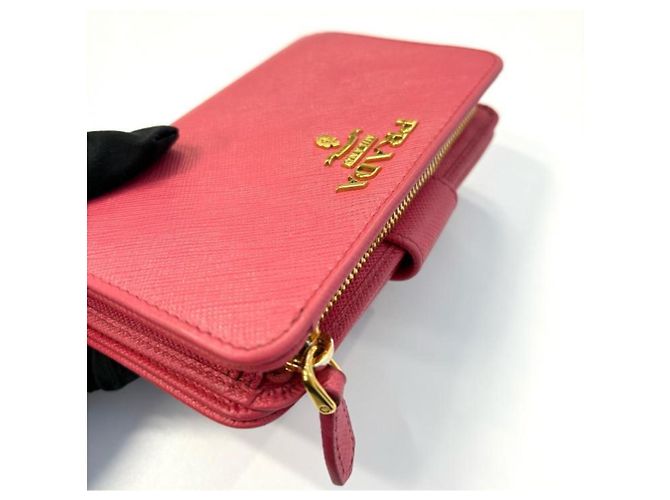 Prada Saffiano Leder Bifold-Geldbörse Rosa Pink - Ansicht 3