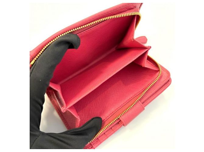 Prada Saffiano Leder Bifold-Geldbörse Rosa Pink - Ansicht 5