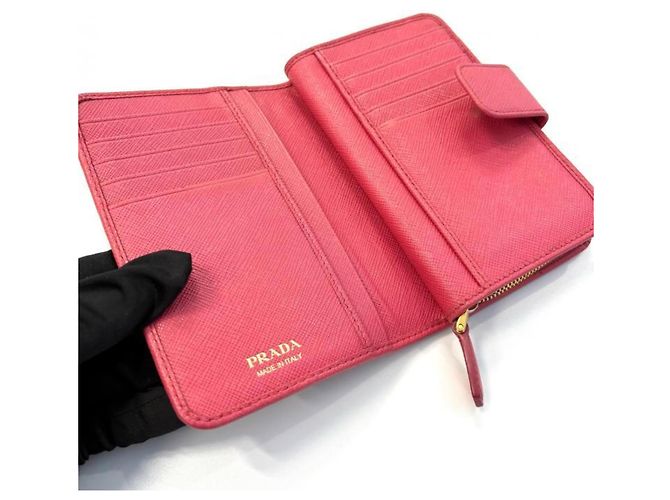 Prada Saffiano Leder Bifold-Geldbörse Rosa Pink - Ansicht 6