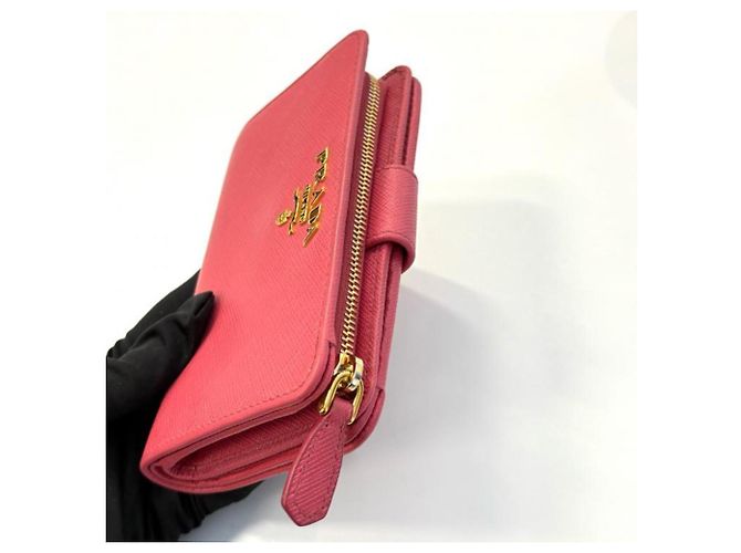 Prada Saffiano Leder Bifold-Geldbörse Rosa Pink - Ansicht 8