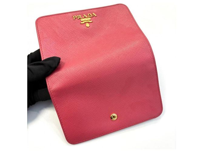 Prada Saffiano Leder Bifold-Geldbörse Rosa Pink - Ansicht 9