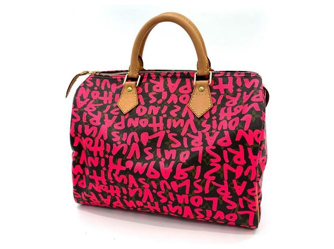 Borsa Louis Vuitton Monogram Graffiti Speedy 30 Marrone Fuschia - vista 3