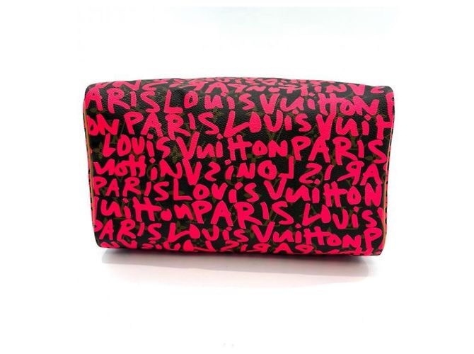 Borsa Louis Vuitton Monogram Graffiti Speedy 30 Marrone Fuschia - vista 5
