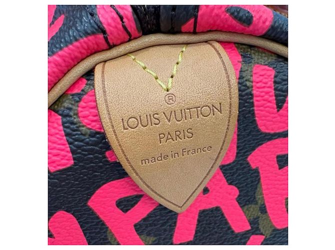 Borsa Louis Vuitton Monogram Graffiti Speedy 30 Marrone Fuschia - vista 7