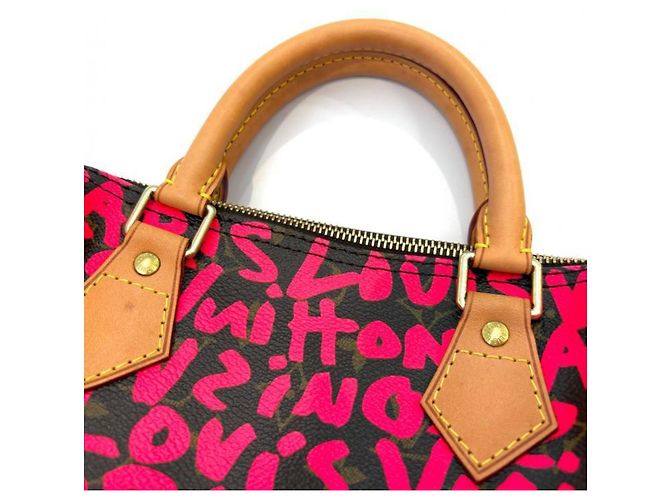 Borsa Louis Vuitton Monogram Graffiti Speedy 30 Marrone Fuschia - vista 9