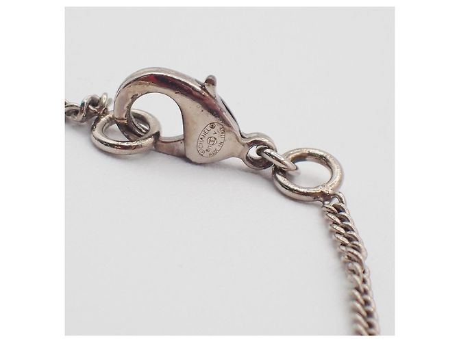 Pendente con catena Chanel Vintage CC Logo argentato Argento - vista 4