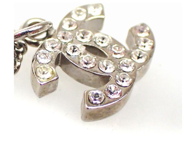 Pendente con catena Chanel Vintage CC Logo argentato Argento - vista 7