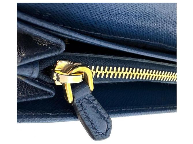 Portafoglio lungo Saffiano Prada in Bluette e Navy Blu navy - vista 10
