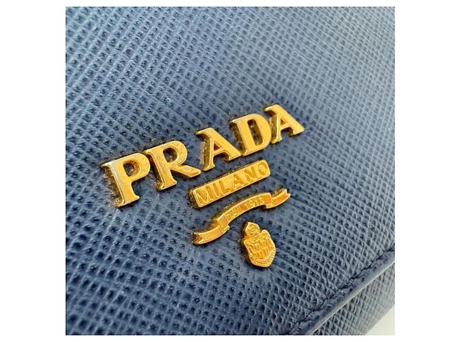 Portafoglio lungo Saffiano Prada in Bluette e Navy Blu navy - vista 11