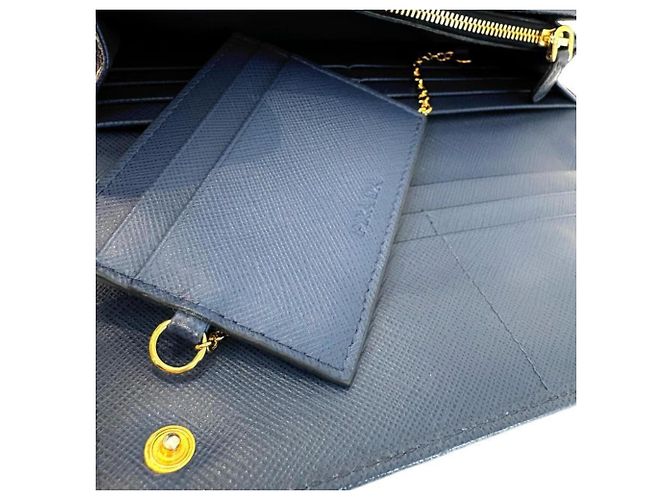 Portafoglio lungo Saffiano Prada in Bluette e Navy Blu navy - vista 14
