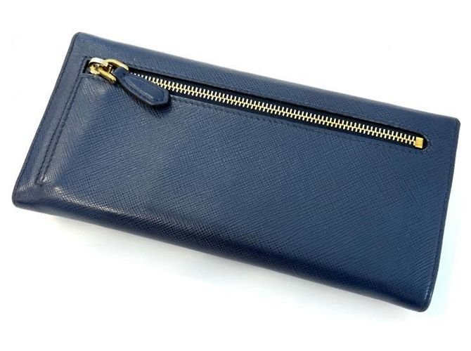 Portafoglio lungo Saffiano Prada in Bluette e Navy Blu navy - vista 2