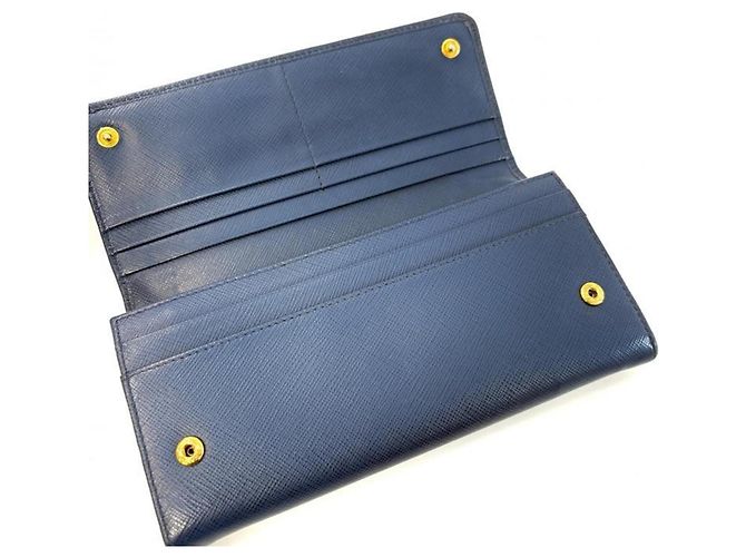 Portafoglio lungo Saffiano Prada in Bluette e Navy Blu navy - vista 4