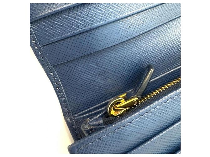 Portafoglio lungo Saffiano Prada in Bluette e Navy Blu navy - vista 9