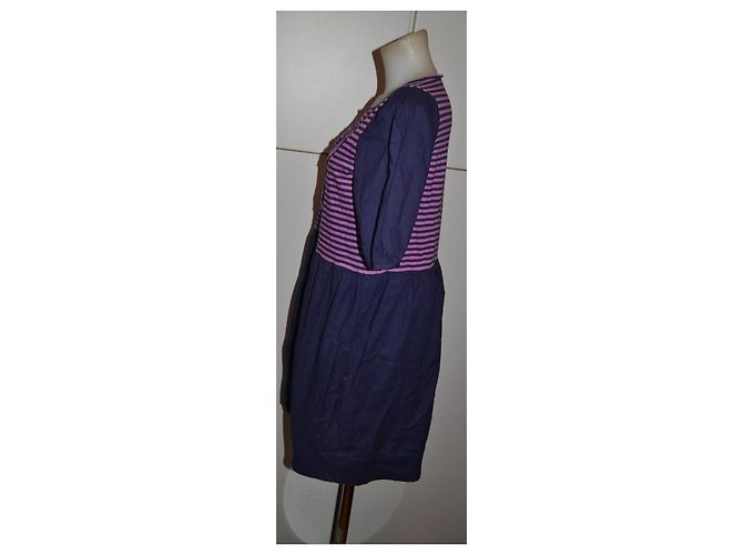 See By Chloé gestreiftes Kleid mit Schleife Pink Dunkelblau - Ansicht 2