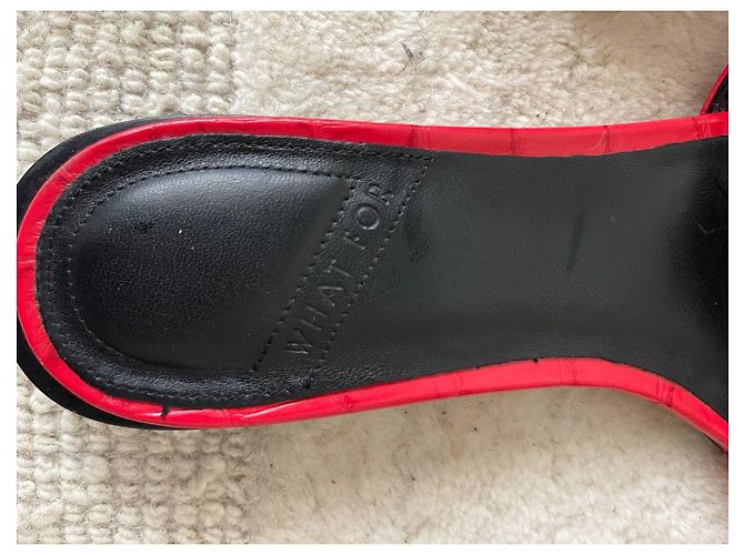 Autre Marque WHAT FOR Red Croc-Effect Leather Flat Sandals - view 3