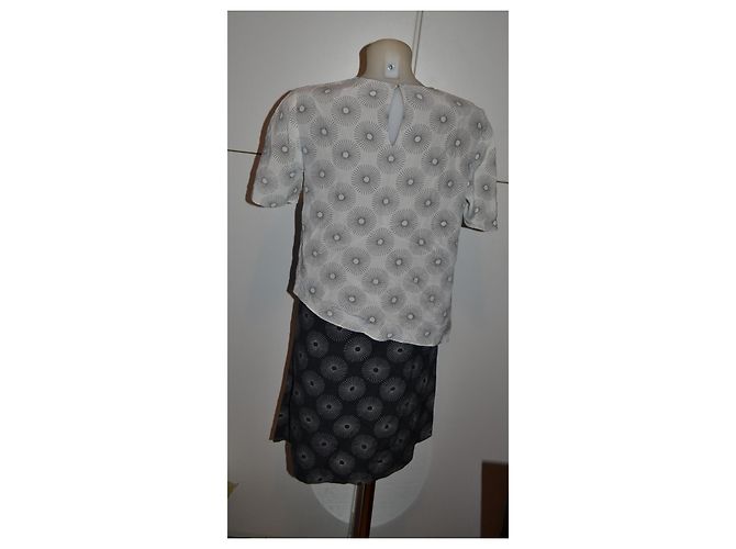 Vestido de seda Diane von Furstenberg estampado rayos de sol Negro Blanco Gris - vista 3