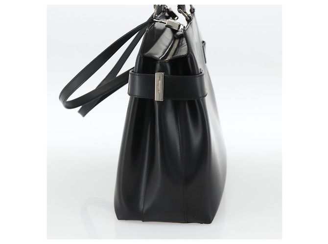 Bolsa Tote de couro Salvatore Ferragamo Double Gancini com fivela lateral Medium Preto - vista 4