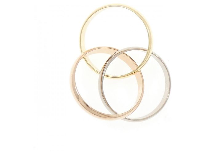 Anello Cartier Trinity in oro bianco rosa e giallo 18K - vista 3