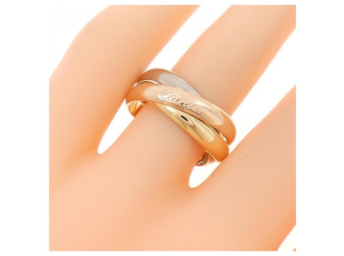 Anello Cartier Trinity in oro bianco rosa e giallo 18K - vista 4