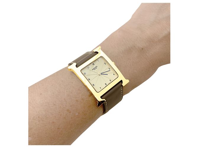 Hermès Uhr, "Heure H", vergoldet, Stahl. - Ansicht 7