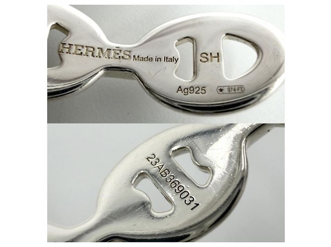 Hermès Pulsera rígida Hermes Chaine d'Ancre Enchainée Silver Plata - vista 3
